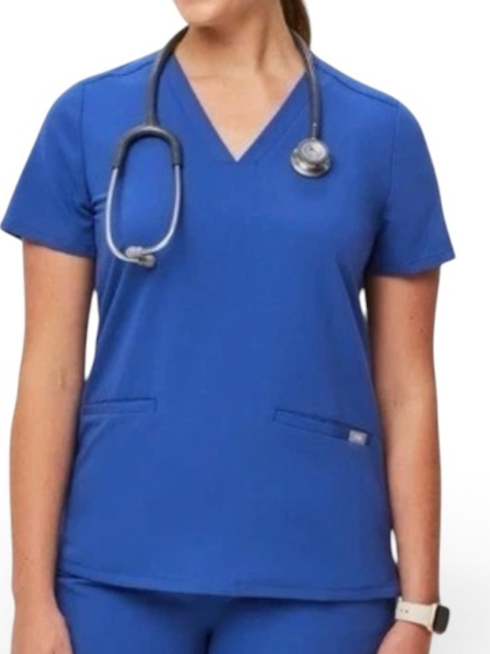 NWT FIGS Womenโs Casma Scrub Top FW1100 Denim Blue 1660 Size X-Large